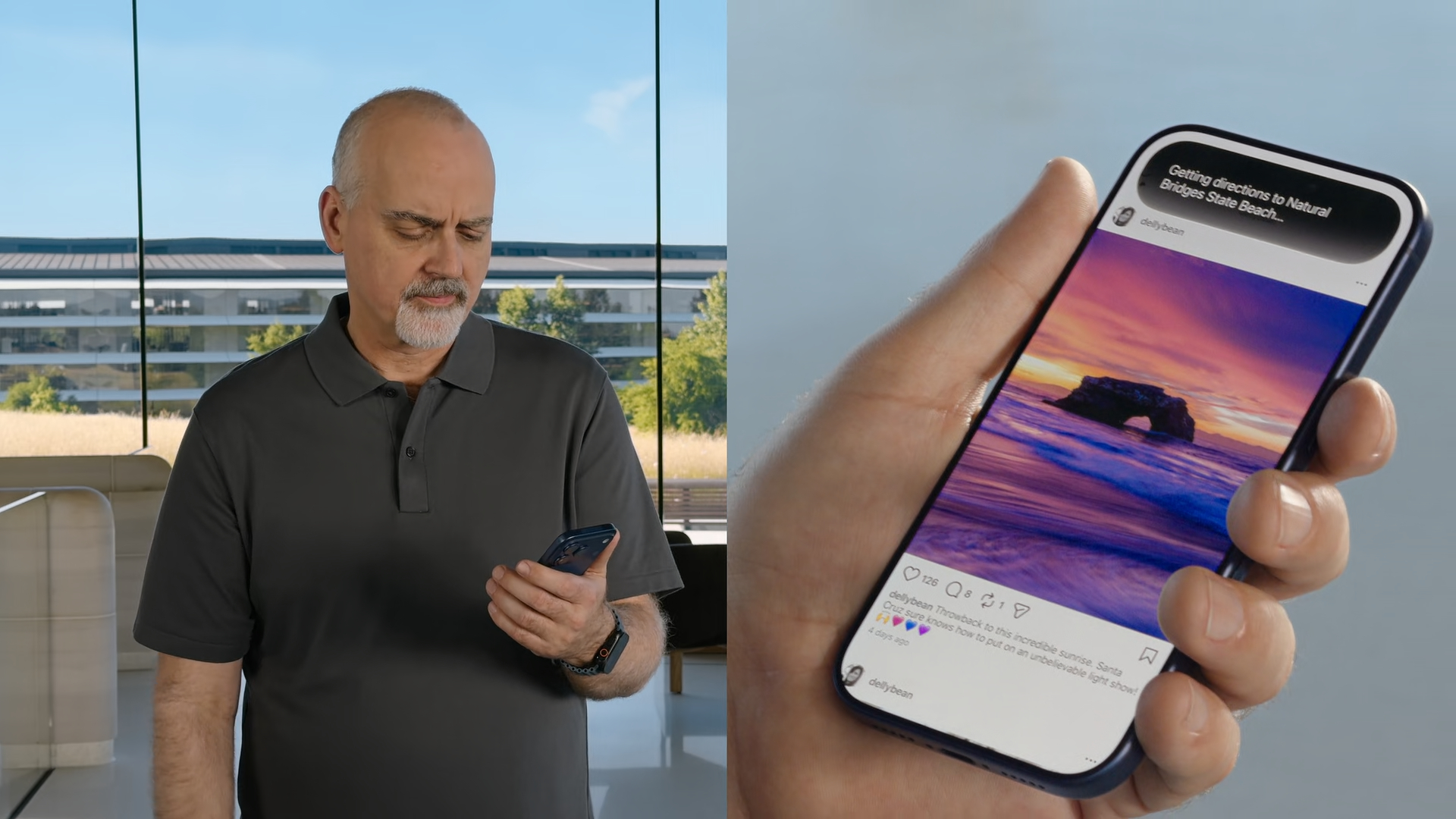 Siri using voice to get directions from an on-screen post